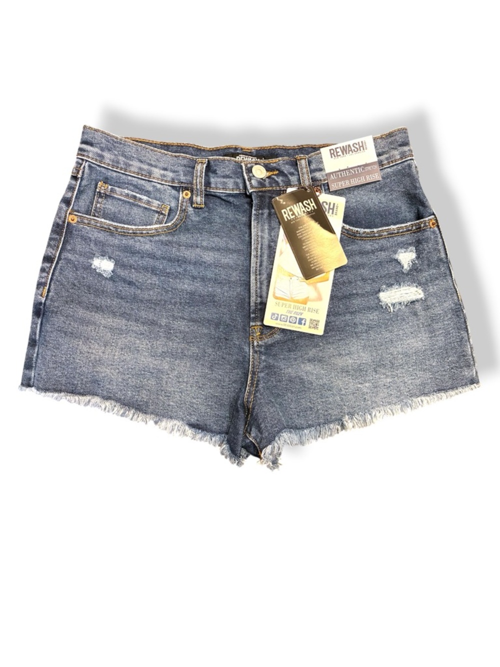 👖 Rewash The Riley Super High Rise Denim Shorts Distressed Size 7/28 NWT